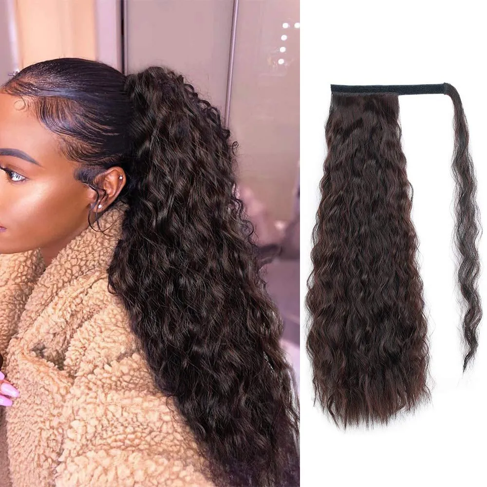 140g 18 Corn Curly Wrap Around Ponytail Hair Extension For Woman Human Hair Extension  Clips On Ponytail Hairpieces From Divaswigszhou, $45.3